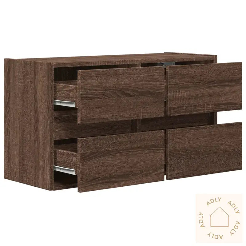 Vegghengt Tv-Benk Med Led Brun Eik 80X31X45 Cm