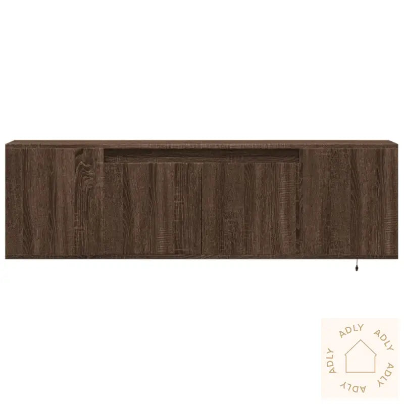 Vegghengt Tv-Benk Med Led Brun Eik 135X31X39,5 Cm