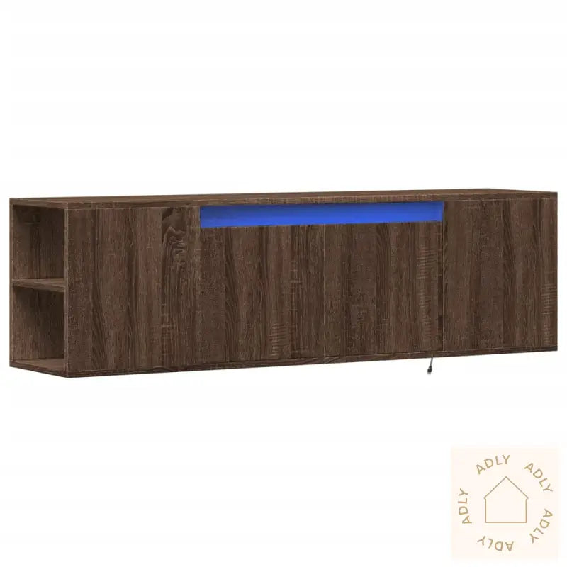 Vegghengt Tv-Benk Med Led Brun Eik 135X31X39,5 Cm