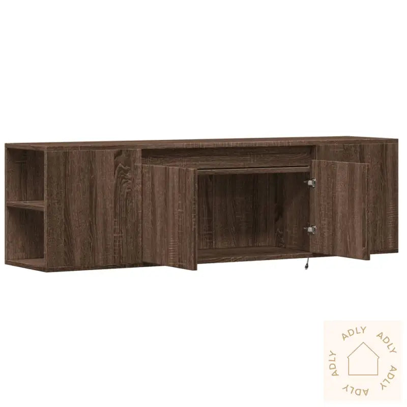 Vegghengt Tv-Benk Med Led Brun Eik 135X31X39,5 Cm