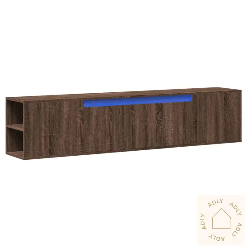 Vegghengt Tv-Benk Med Led Brun Eik 180X31X39,5 Cm