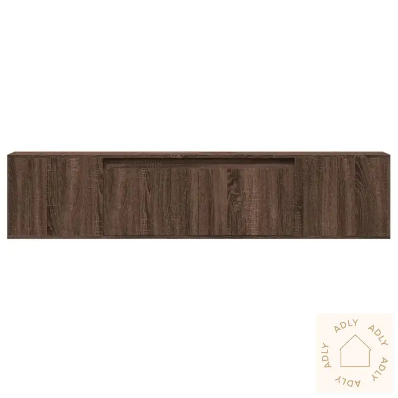 Vegghengt Tv-Benk Med Led Brun Eik 180X31X39,5 Cm