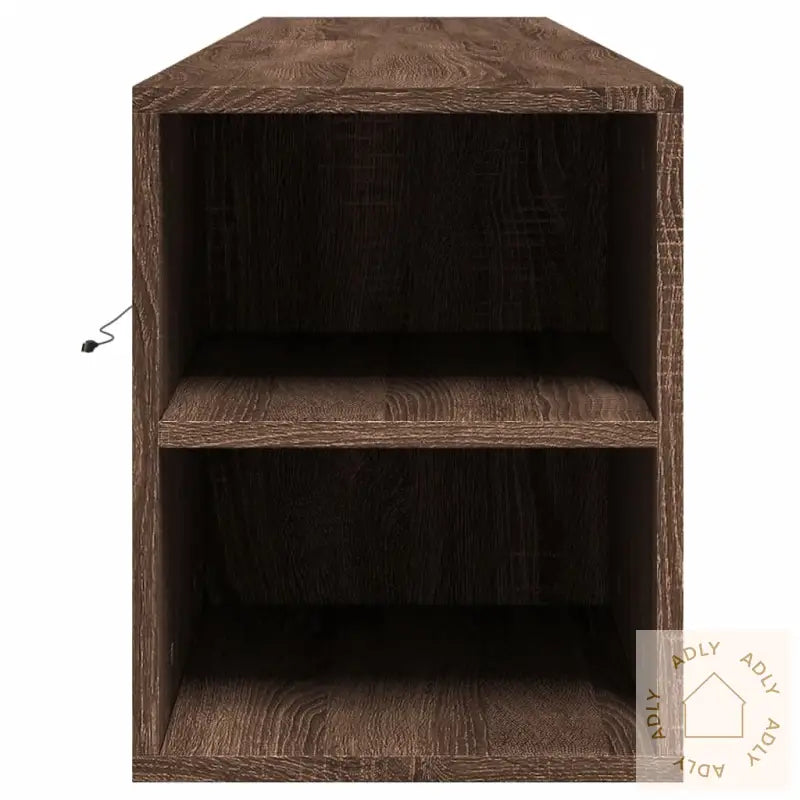 Vegghengt Tv-Benk Med Led Brun Eik 180X31X39,5 Cm