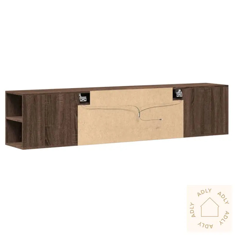 Vegghengt Tv-Benk Med Led Brun Eik 180X31X39,5 Cm
