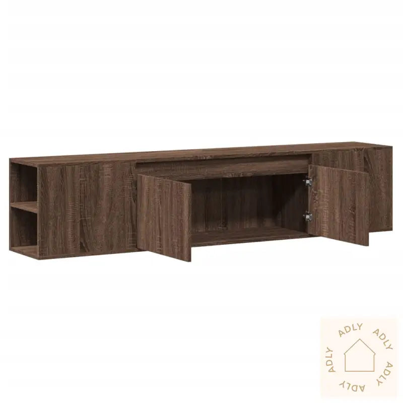 Vegghengt Tv-Benk Med Led Brun Eik 180X31X39,5 Cm