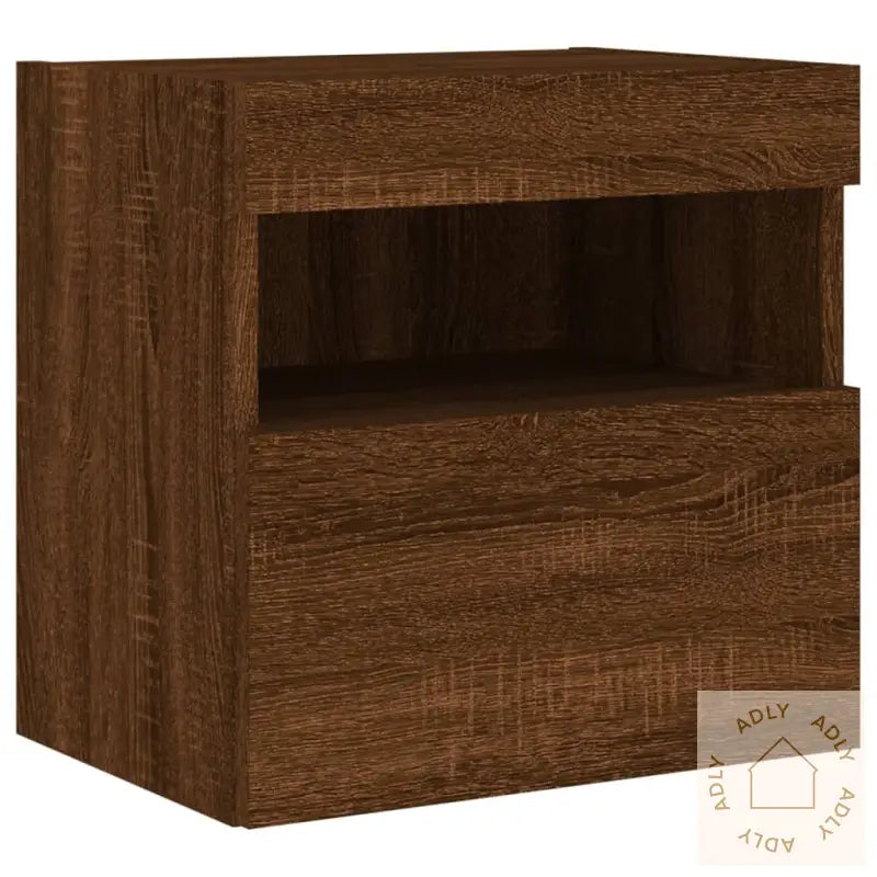 Tv Veggskap Med Led Brun Eik 40X30X40 Cm