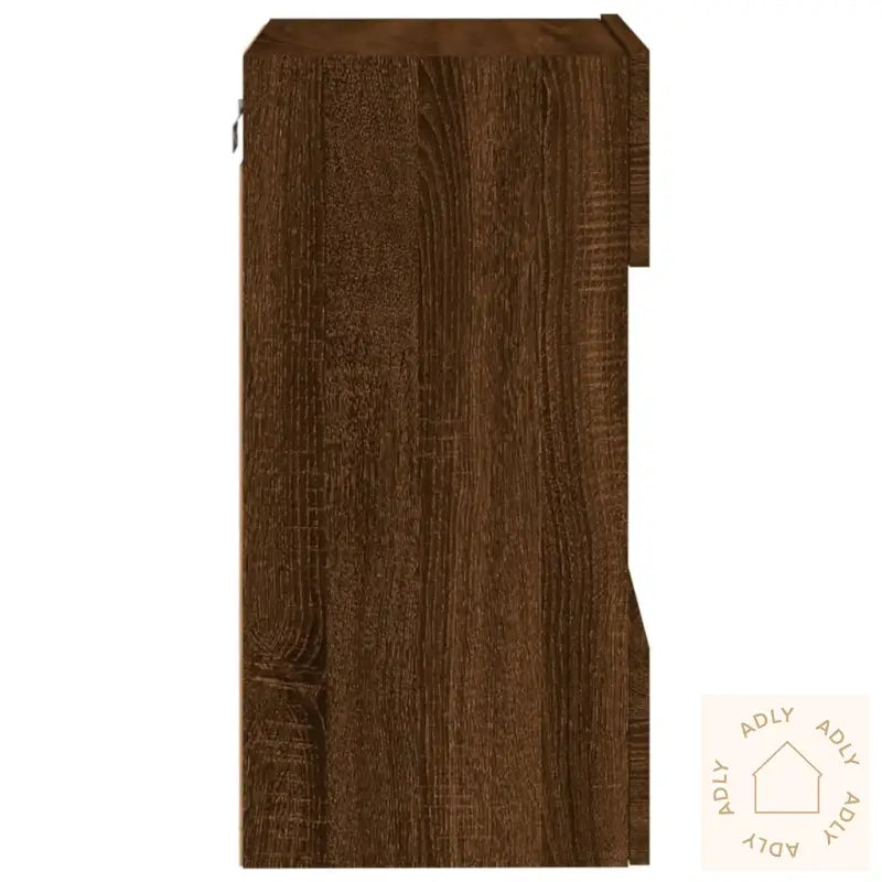 Vegghengt Tv-Benk Med Led-Lys Brun Eik 40X30X60,5 Cm