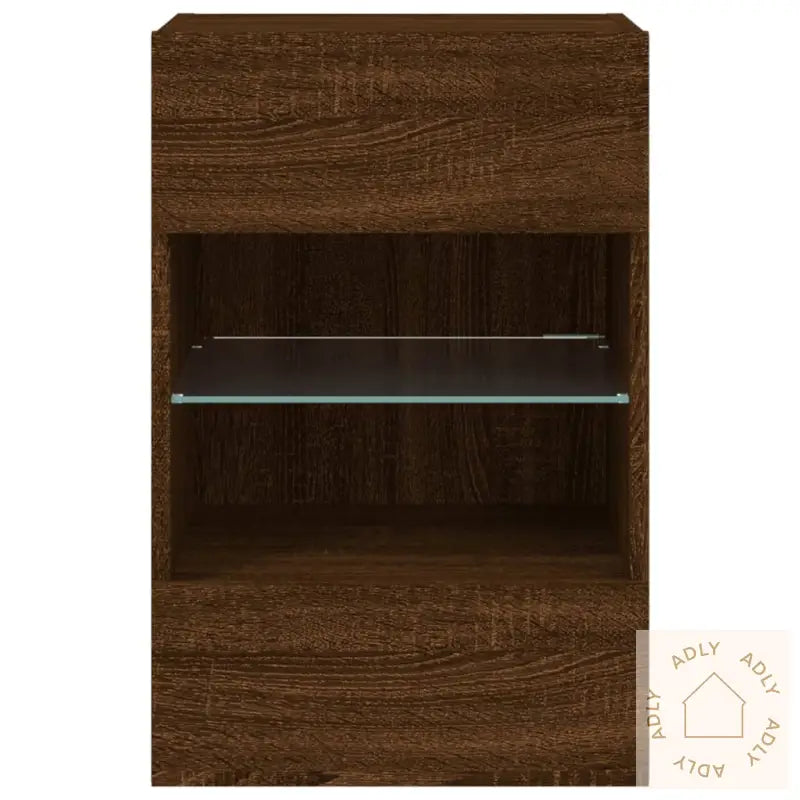 Vegghengt Tv-Benk Med Led-Lys Brun Eik 40X30X60,5 Cm