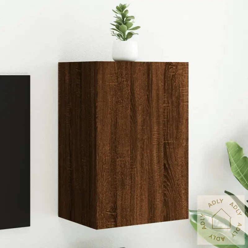 Vegghengt Tv-Benk Brun Eik 40,5X30X60 Cm Konstruert Tre