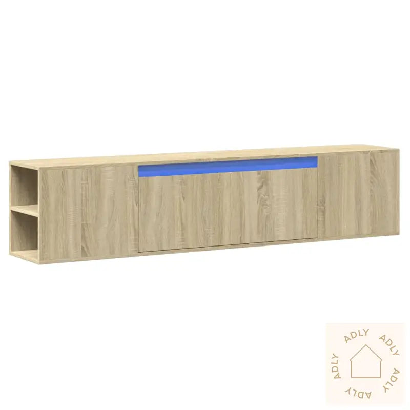 Vegghengt Tv-Benk Med Led Sonoma Eik 180X31X39,5 Cm