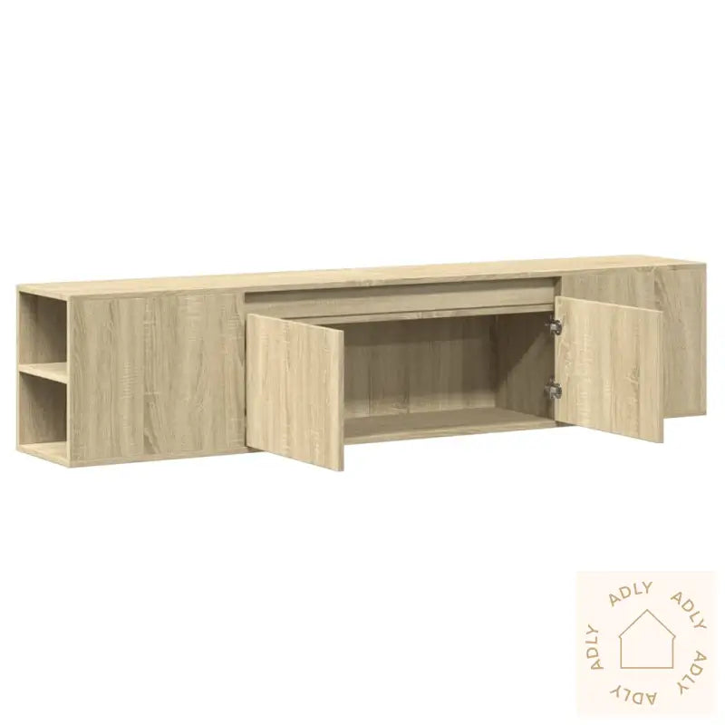 Vegghengt Tv-Benk Med Led Sonoma Eik 180X31X39,5 Cm