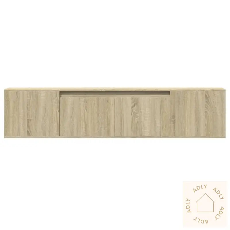 Vegghengt Tv-Benk Med Led Sonoma Eik 180X31X39,5 Cm