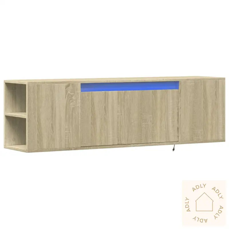 Vegghengt Tv-Benk Med Led Sonoma Eik 135X31X39,5 Cm