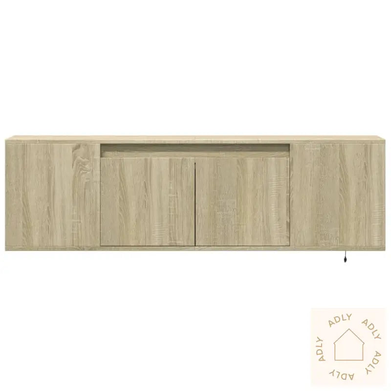 Vegghengt Tv-Benk Med Led Sonoma Eik 135X31X39,5 Cm