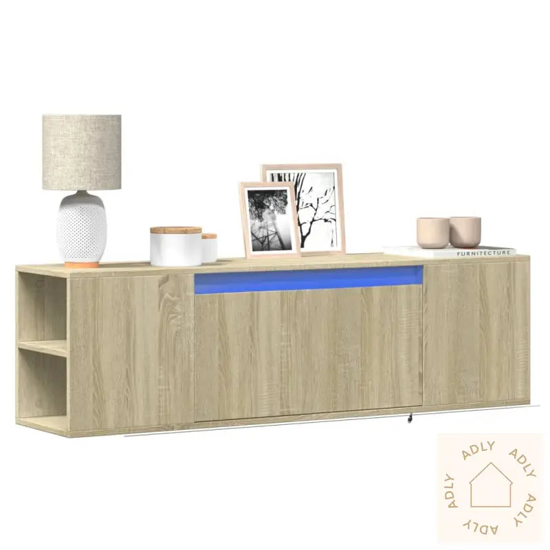 Vegghengt Tv-Benk Med Led Sonoma Eik 135X31X39,5 Cm