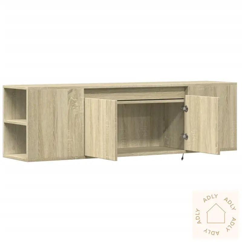 Vegghengt Tv-Benk Med Led Sonoma Eik 135X31X39,5 Cm
