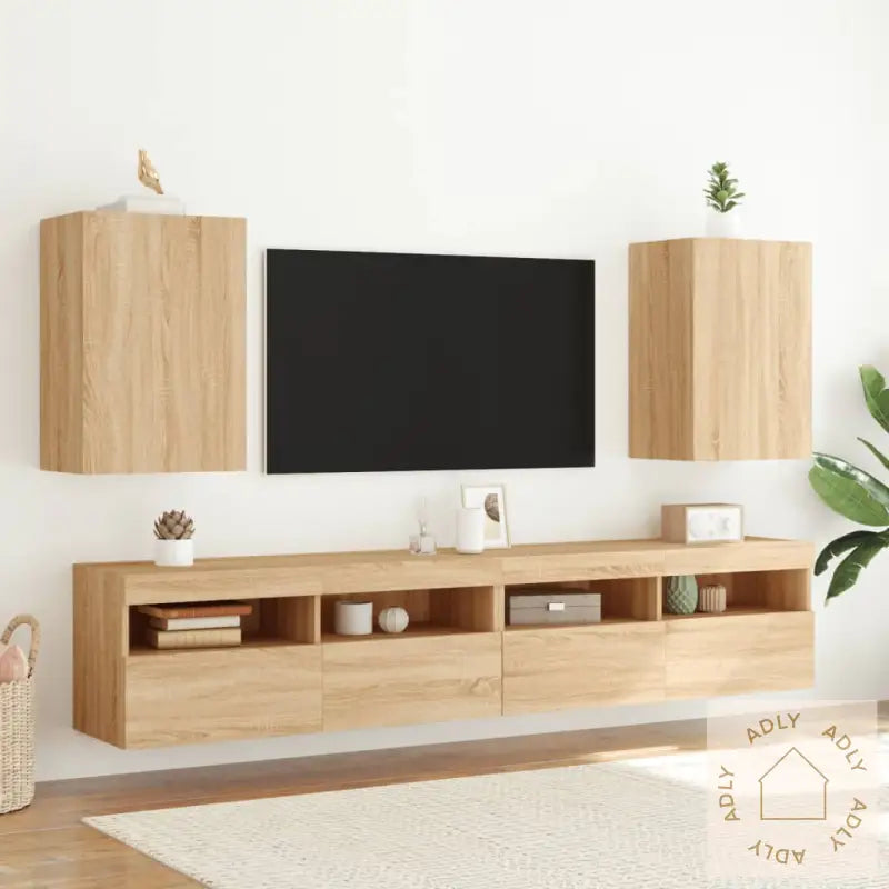 Vegghengt Tv-Benk Sonoma Eik 40,5X30X60 Cm Konstruert Tre