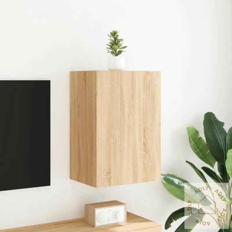 Vegghengt Tv-Benk Sonoma Eik 40,5X30X60 Cm Konstruert Tre