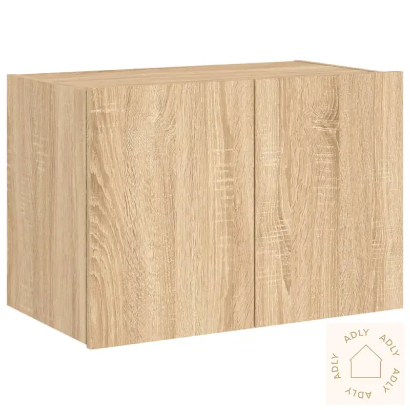 Vegghengt Tv-Benk Med Led Sonoma Eik 60X35X41 Cm