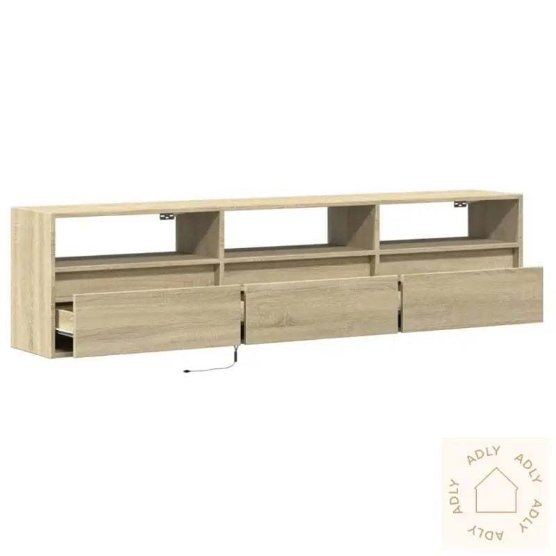 Vegghengt Tv-Benk Med Led Sonoma Eik 180X31X45 Cm