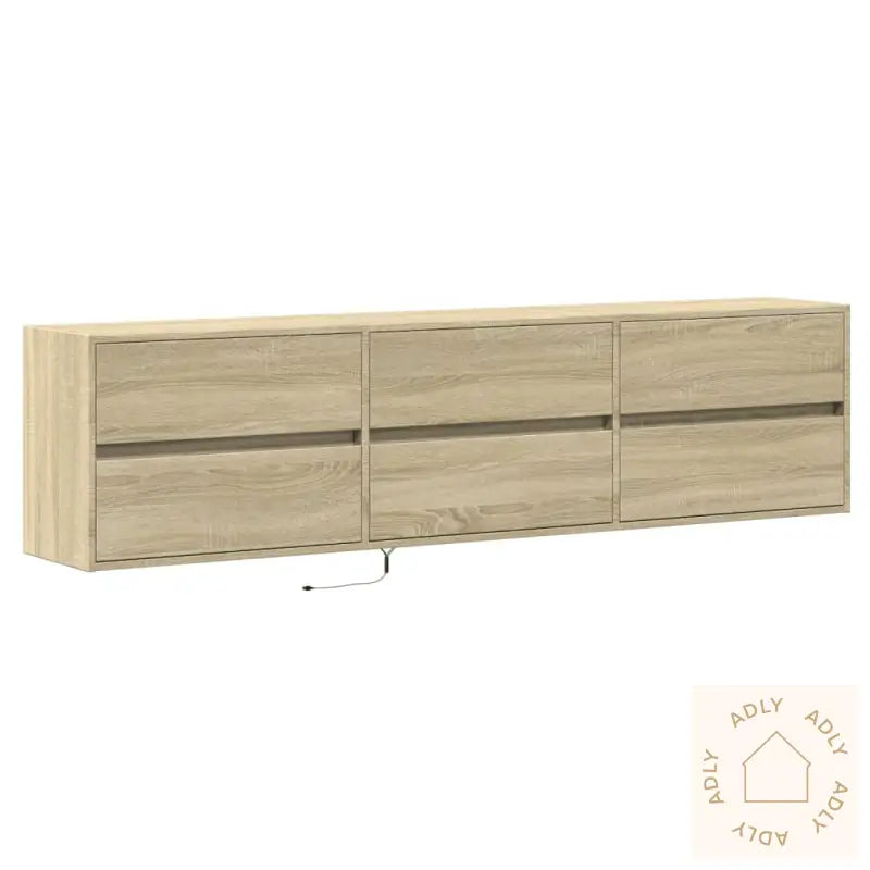 Vegghengt Tv-Benk Med Led Sonoma Eik 180X31X45 Cm