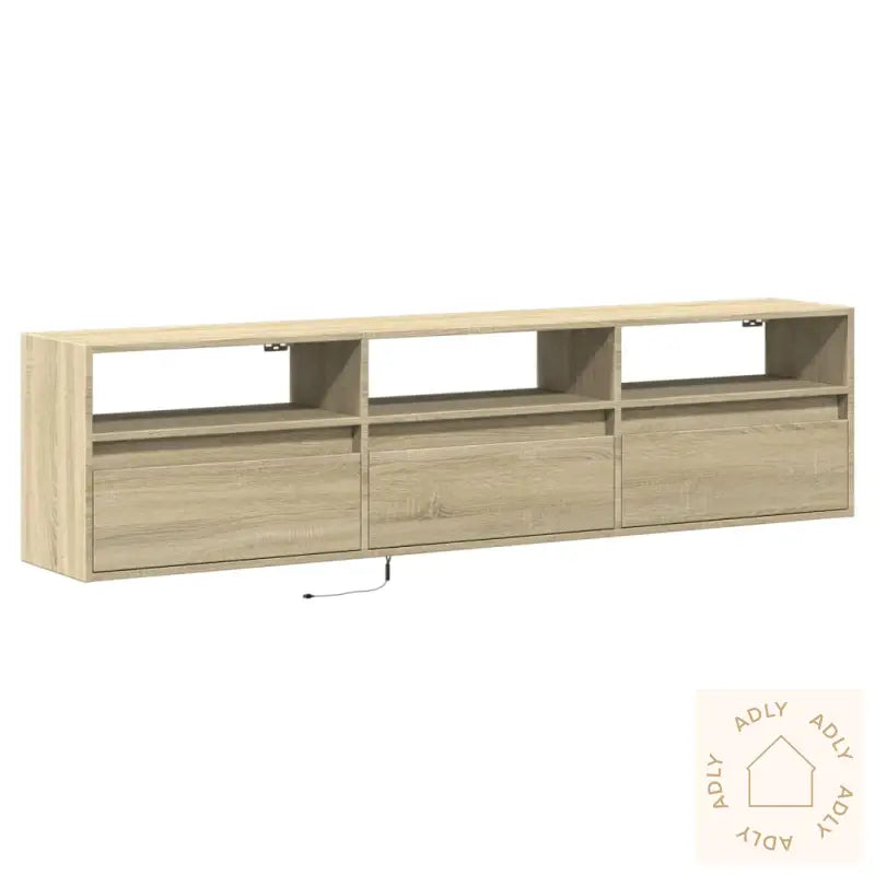 Vegghengt Tv-Benk Med Led Sonoma Eik 180X31X45 Cm