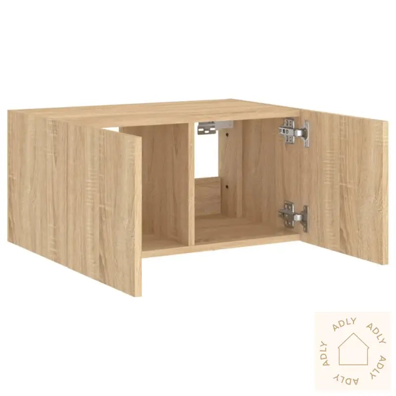 Vegghengt Tv-Benk Med Led Sonoma Eik 60X35X31 Cm