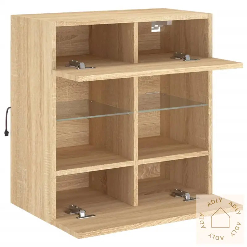 Vegghengt Tv-Benk Med Led Sonoma Eik 58,5X30X60,5 Cm