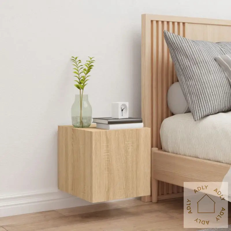 Vegghengt Tv-Benk Med Led Sonoma Eik 30,5X35X30 Cm