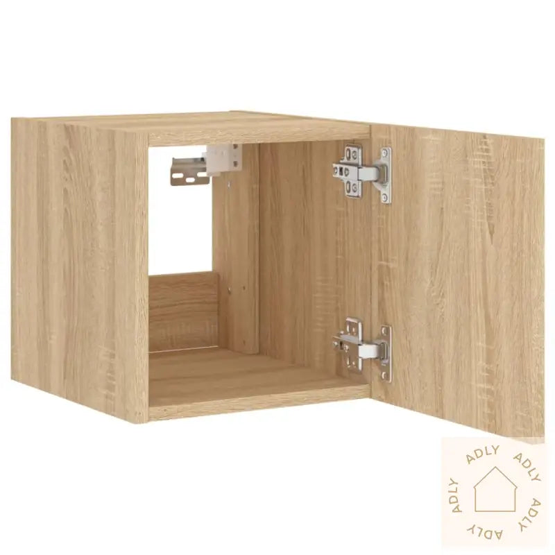Vegghengt Tv-Benk Med Led Sonoma Eik 30,5X35X30 Cm