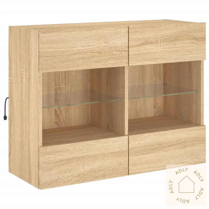 Vegghengt Tv-Benk Med Led Sonoma Eik 78,5X30X60,5 Cm