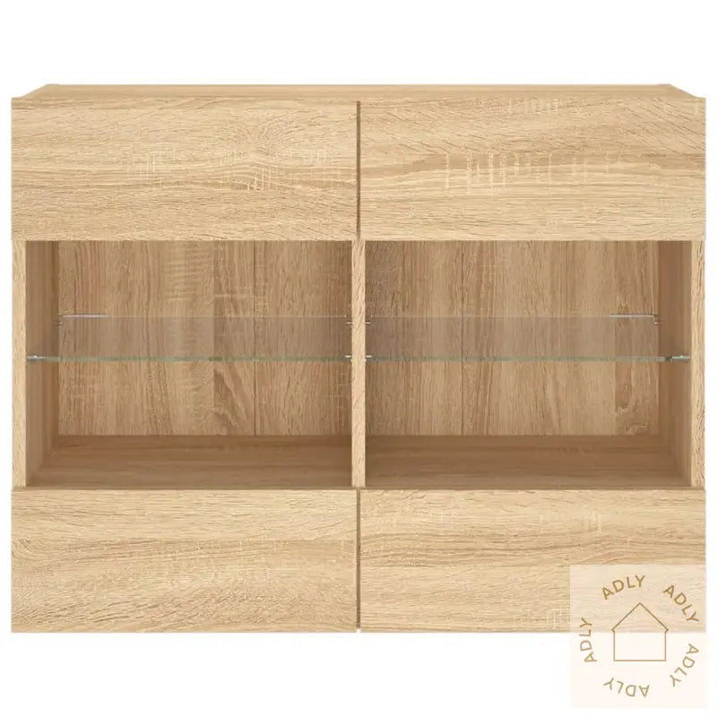 Vegghengt Tv-Benk Med Led Sonoma Eik 78,5X30X60,5 Cm