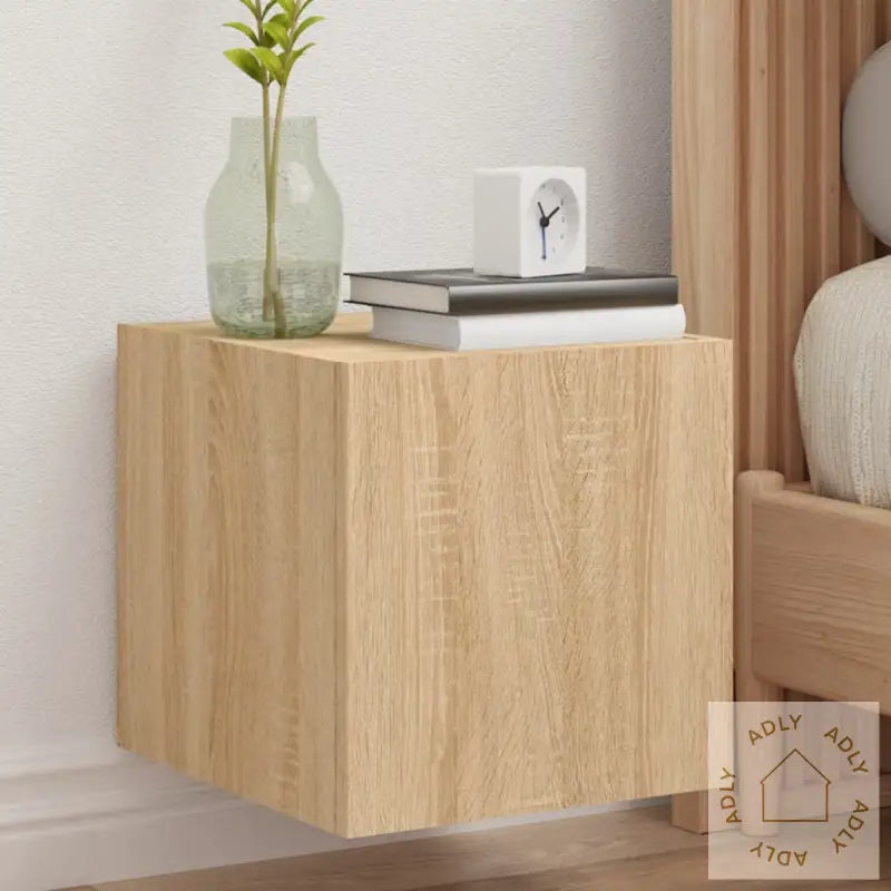 Vegghengt Tv-Benk Med Led Sonoma Eik 30,5X35X30 Cm