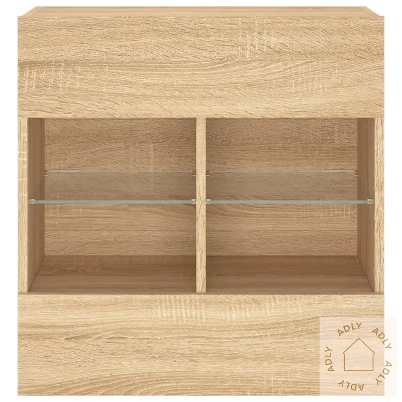 Vegghengt Tv-Benk Med Led Sonoma Eik 58,5X30X60,5 Cm