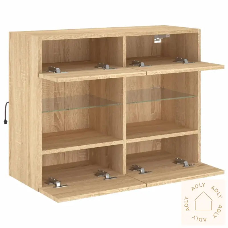 Vegghengt Tv-Benk Med Led Sonoma Eik 78,5X30X60,5 Cm