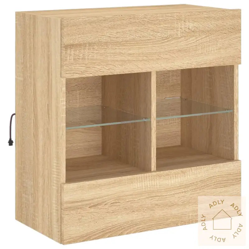 Vegghengt Tv-Benk Med Led Sonoma Eik 58,5X30X60,5 Cm