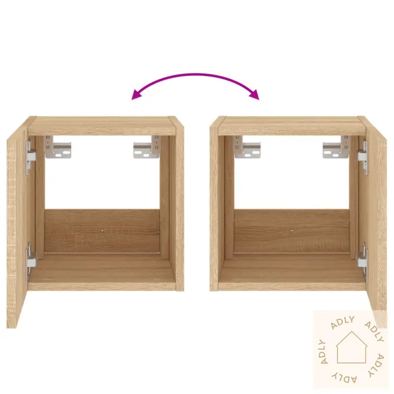 Vegghengt Tv-Benk Med Led Sonoma Eik 30,5X35X30 Cm