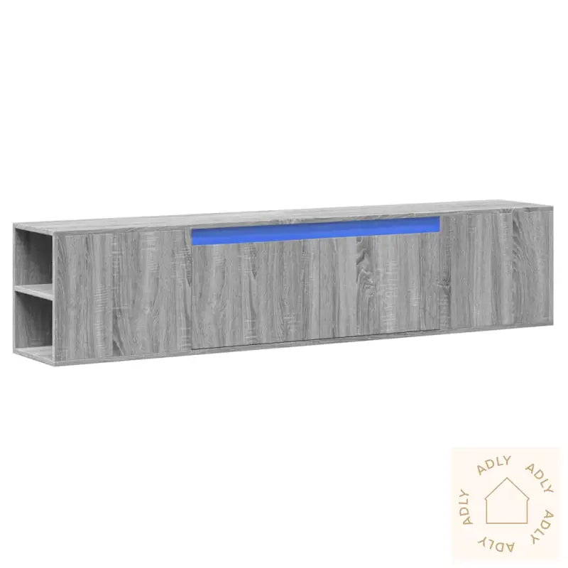 Vegghengt Tv-Benk Med Led Grå Sonoma 180X31X39,5 Cm