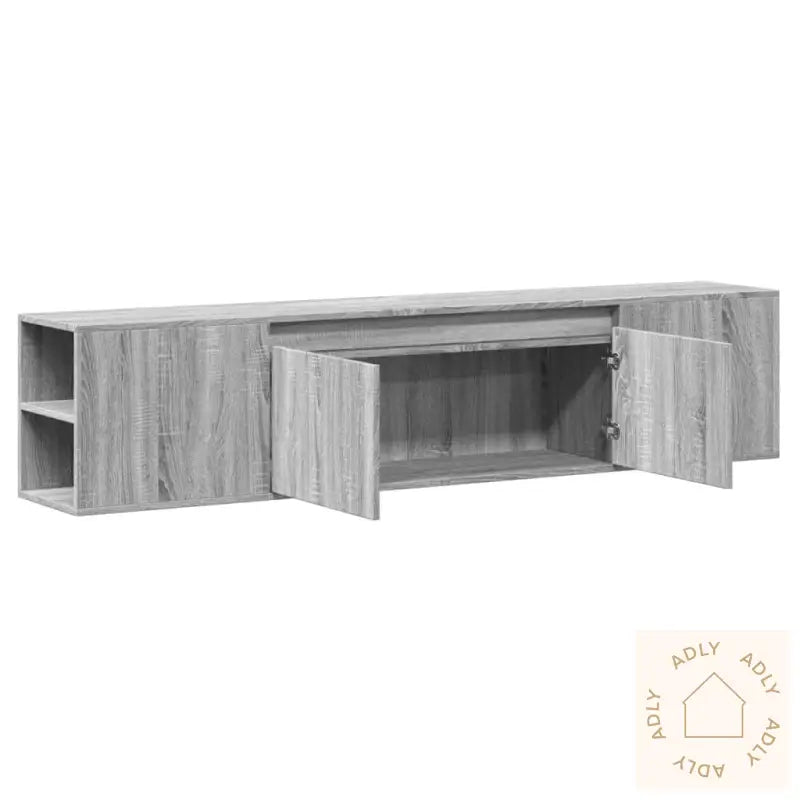 Vegghengt Tv-Benk Med Led Grå Sonoma 180X31X39,5 Cm