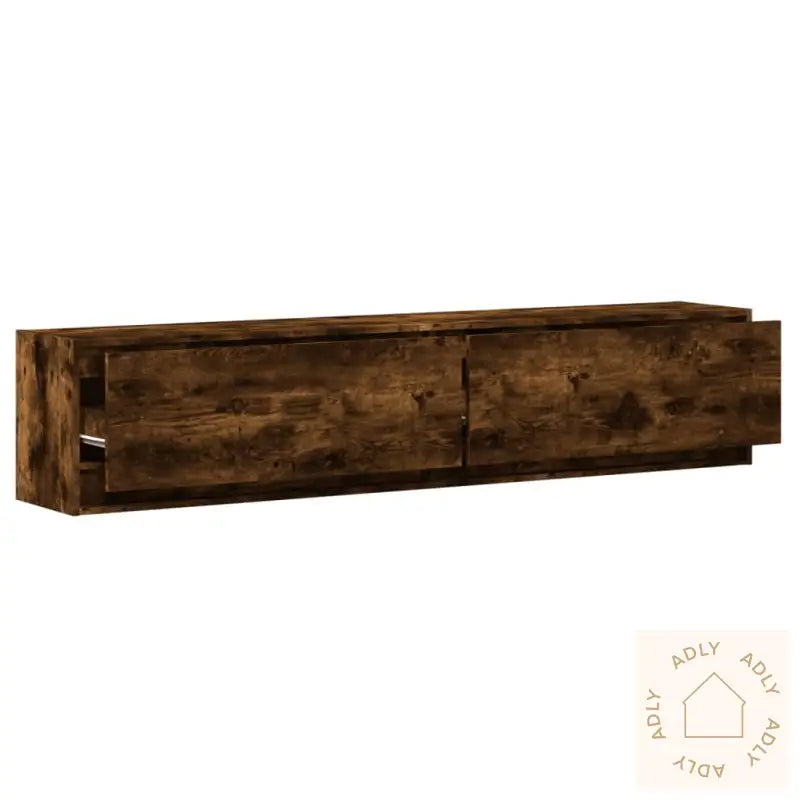 Vegghengt Tv-Benk Med Led Røkt Eik 180X31X38 Cm