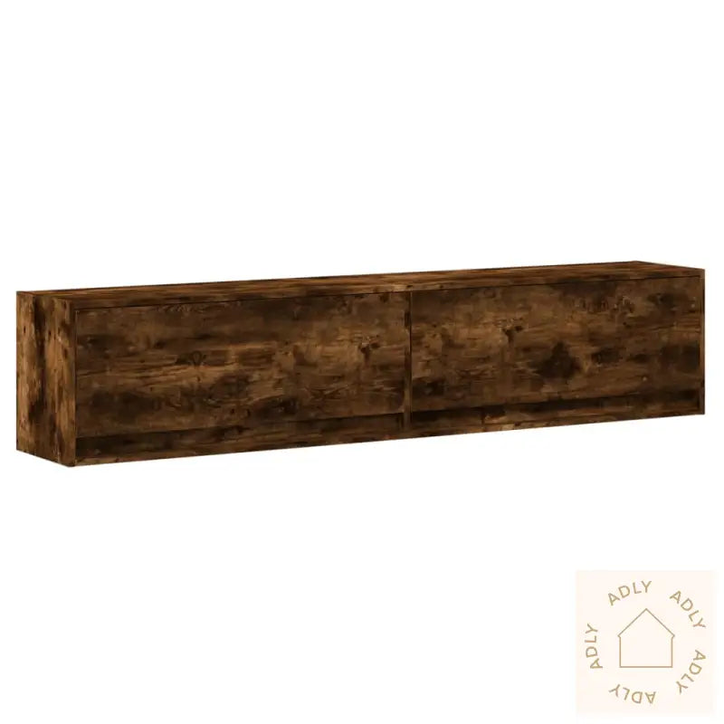 Vegghengt Tv-Benk Med Led Røkt Eik 180X31X38 Cm