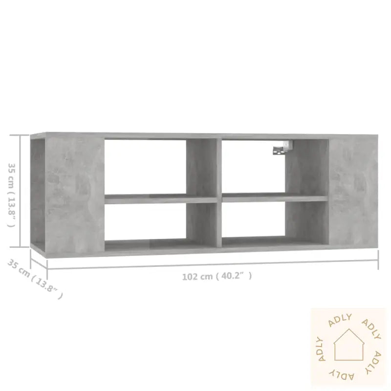 Vegghengt Tv-Benk Betonggrå 102X35X35 Cm Konstruert Tre
