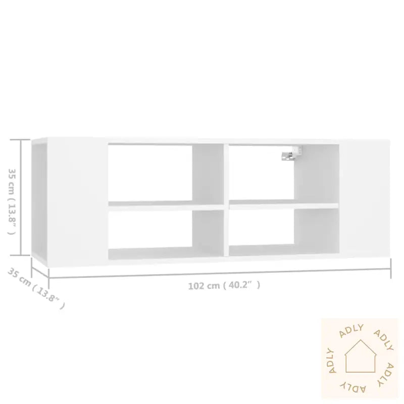 Vegghengt Tv-Benk Hvit 102X35X35 Cm Konstruert Tre