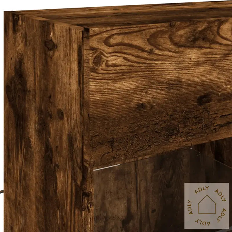 Vegghengt Tv-Benk Med Led-Lys Røkt Eik 78,5X30X60,5 Cm