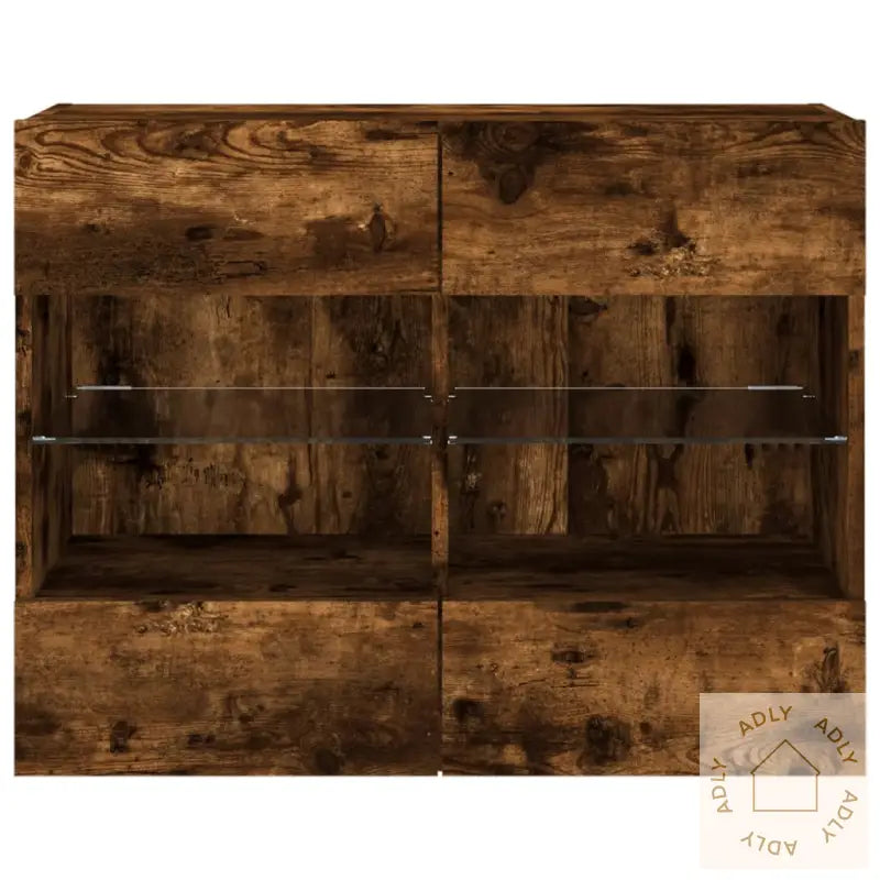 Vegghengt Tv-Benk Med Led-Lys Røkt Eik 78,5X30X60,5 Cm