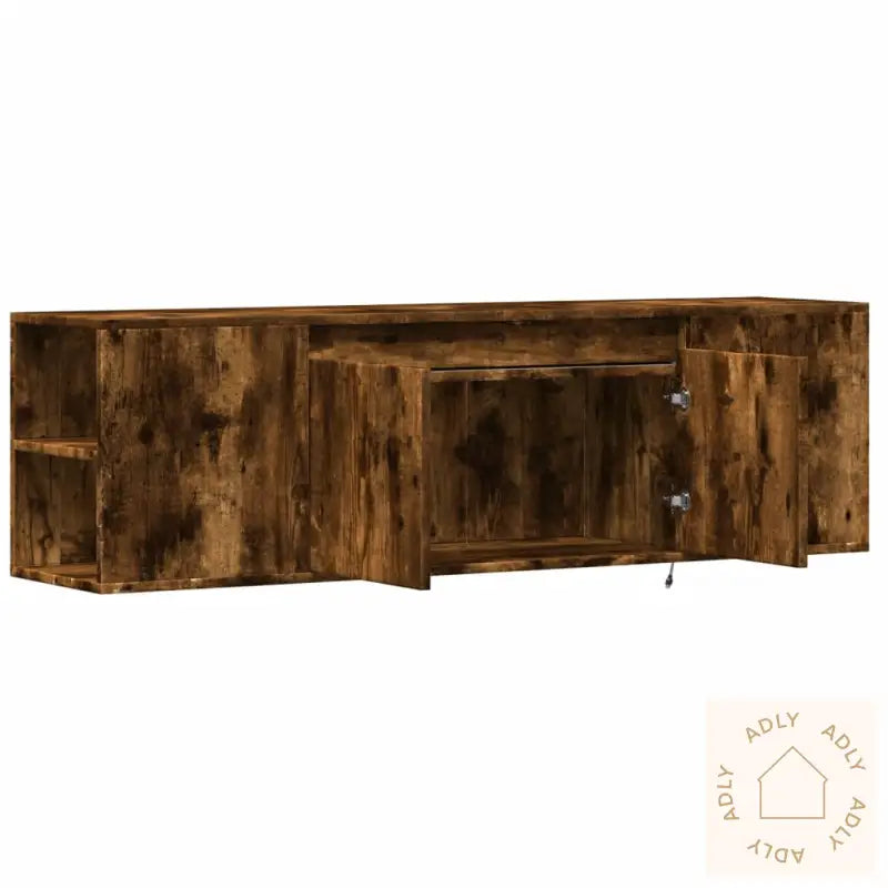 Vegghengt Tv-Benk Med Led Røkt Eik 135X31X39,5 Cm