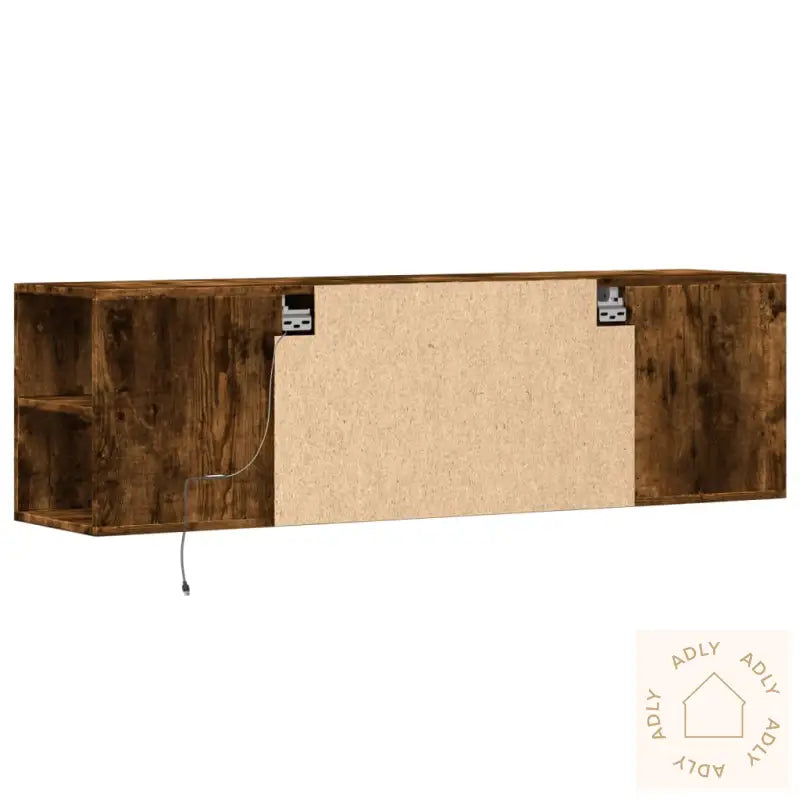 Vegghengt Tv-Benk Med Led Røkt Eik 135X31X39,5 Cm