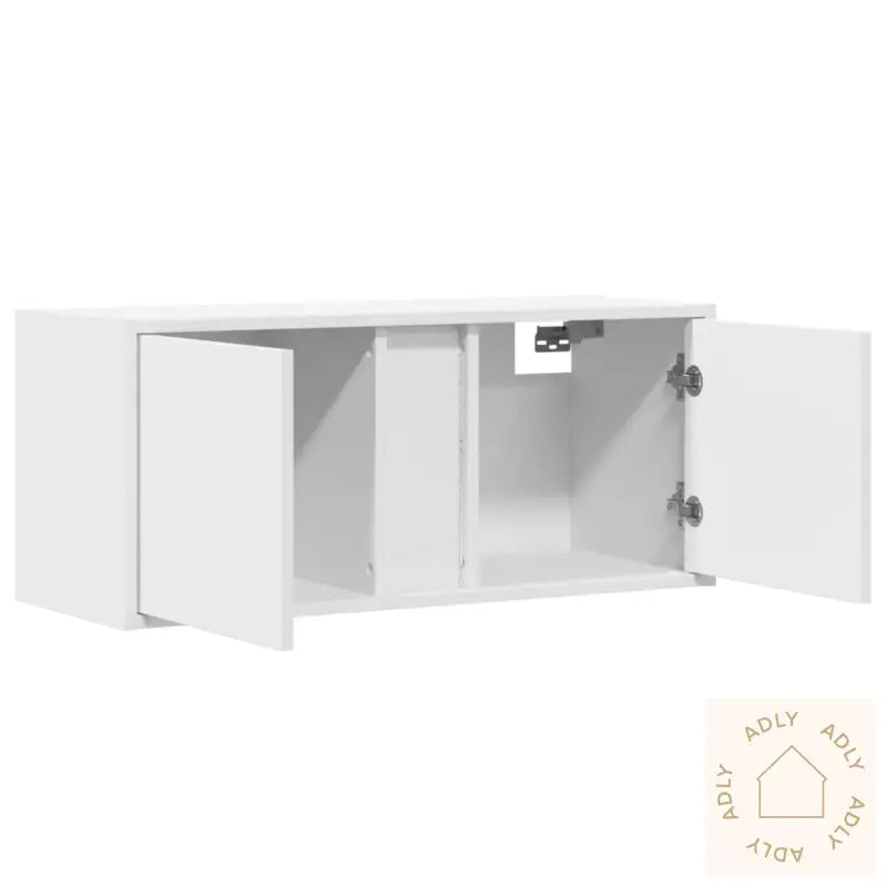 Vegghengt Tv-Benk Med Led Hvit 80X31X35 Cm