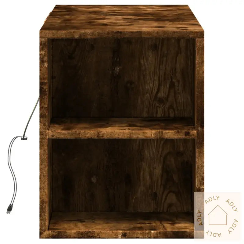 Vegghengt Tv-Benk Med Led Røkt Eik 135X31X39,5 Cm