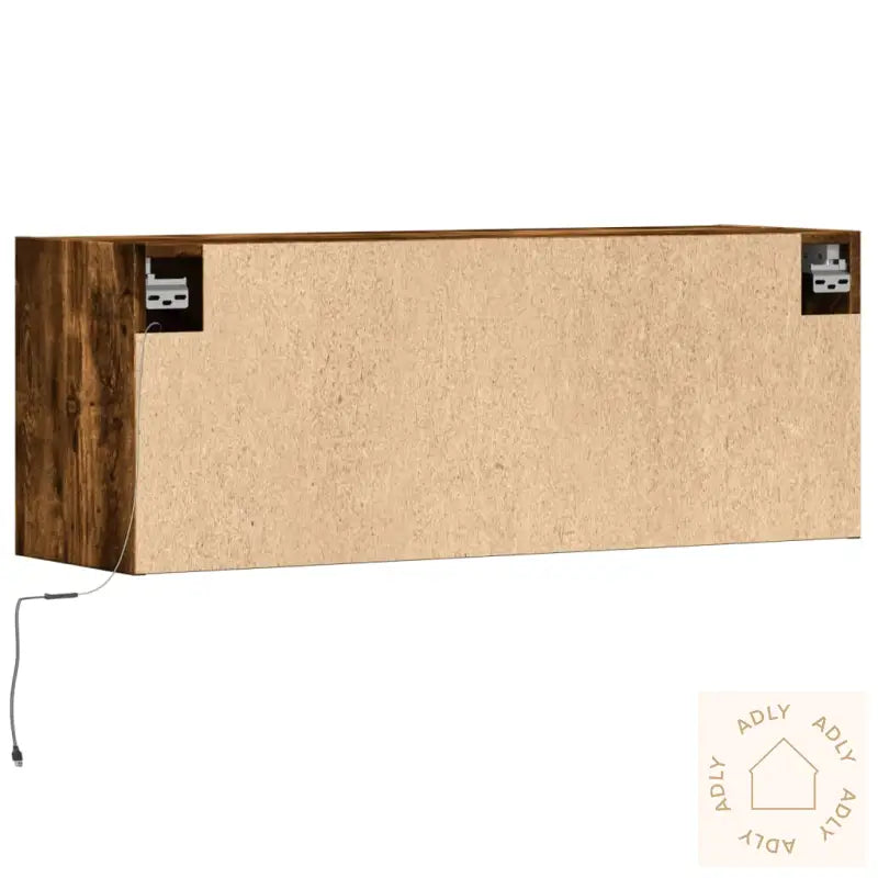 Vegghengt Tv-Benk Med Led Røkt Eik 100X31X35 Cm
